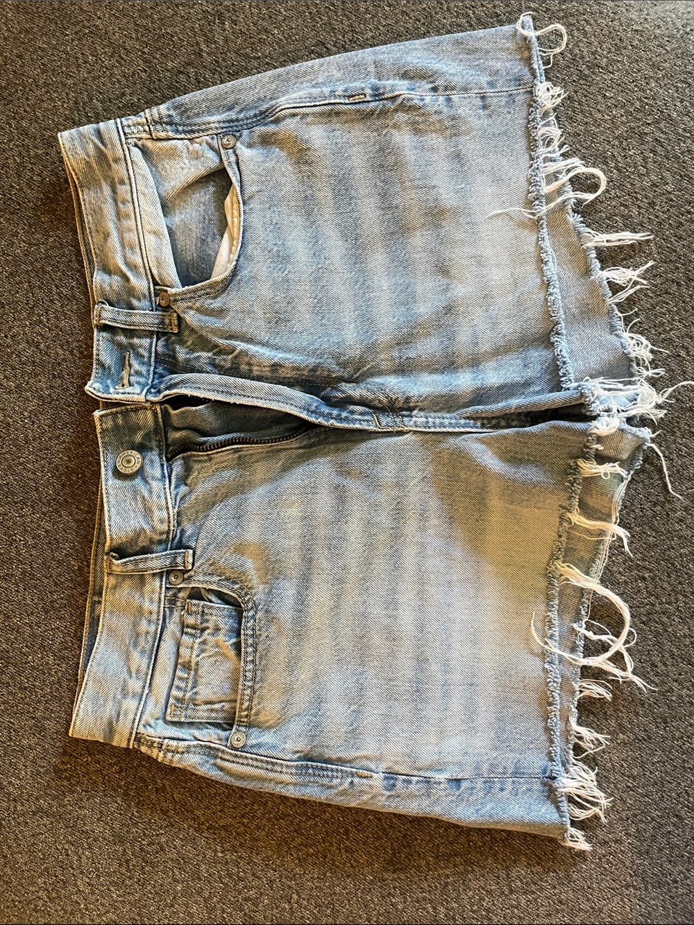 American Eagle Outfitters Light Blue Frayed Hem Denim Shorts